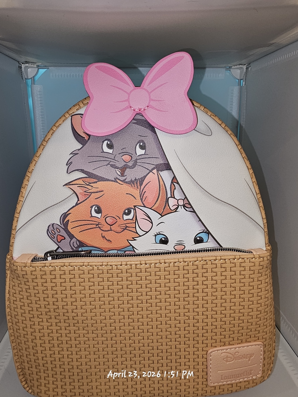 Loungefly Disney The Aristocats Pink Bow Wicker-Effect Backpack